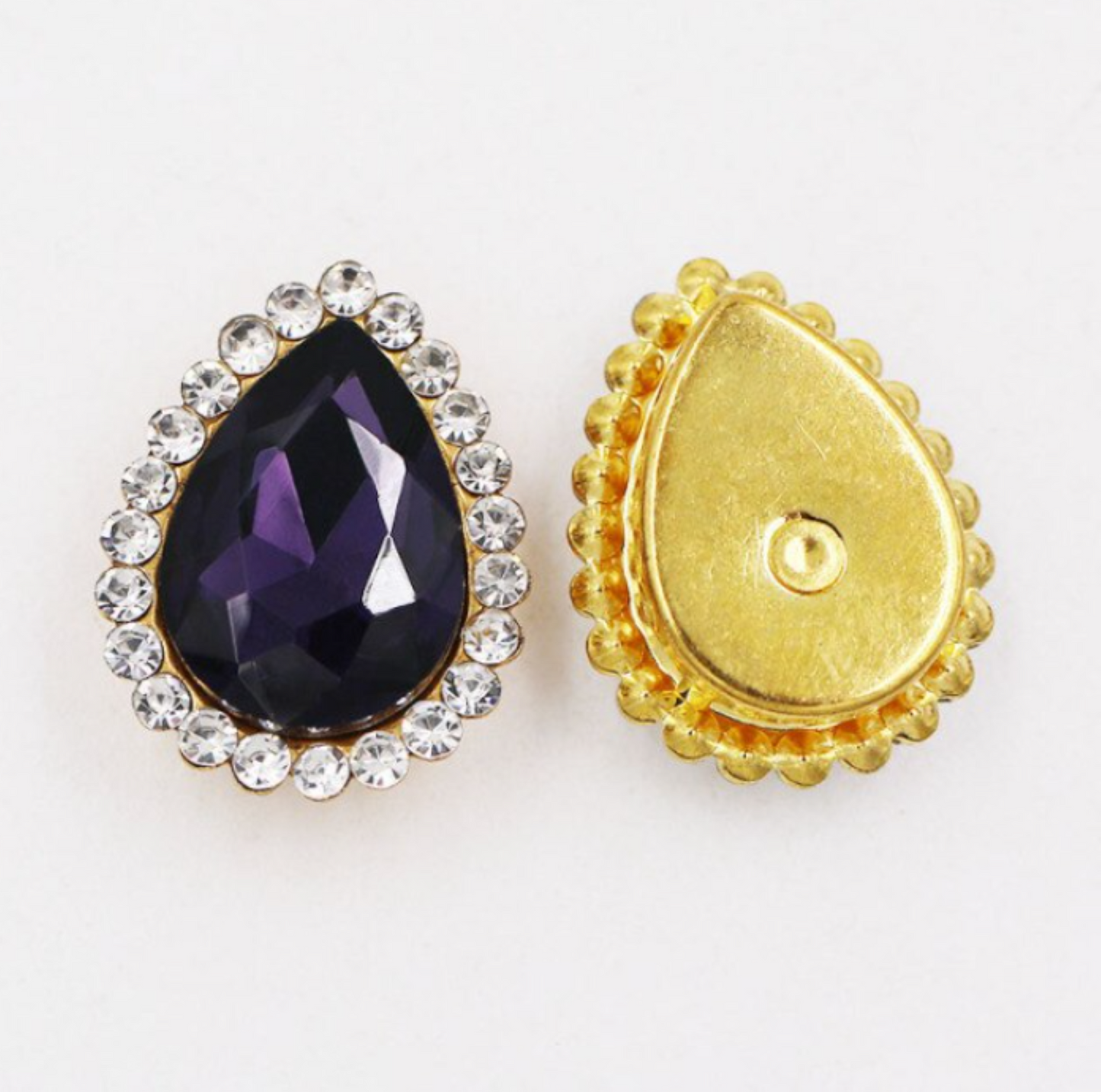 10 Pcs / 14 x 18mm / Gold Base Sew On Rhinestone   S11G