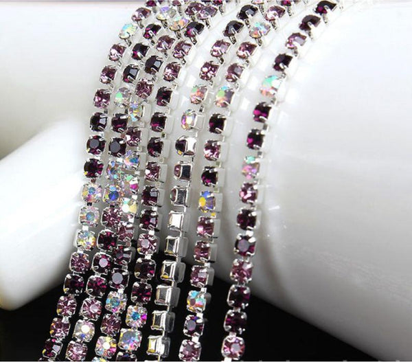 3 Meters / 2.5mm /4mm / AB Rhinestone Chain  C21