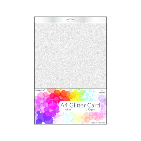 Habicraft / 20 Sheets  / White Non-Shed Glitter Card 290gsm (HGC02 white)