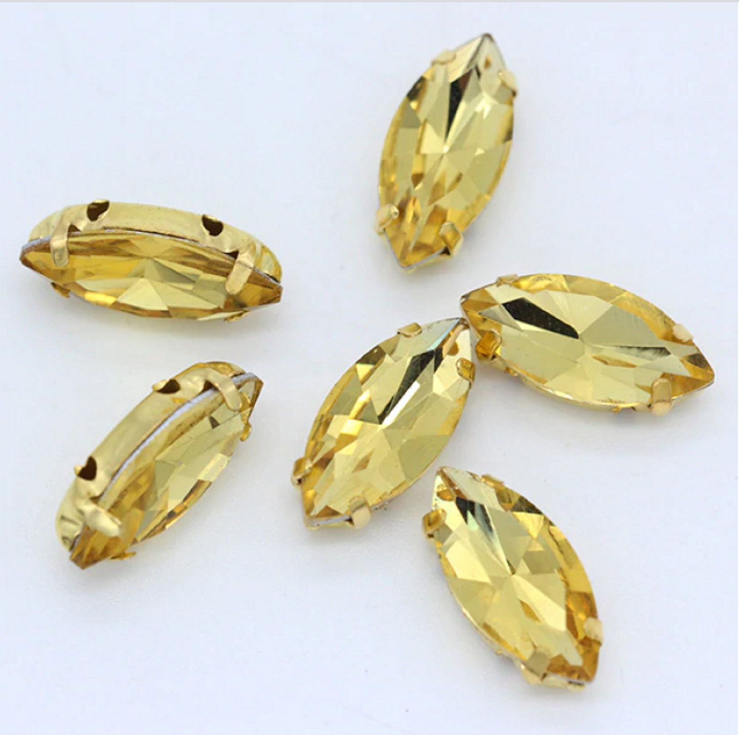 ( S18G)  50 Pcs / 10mm, 15mm / Sew On Gold Base Crystal Horse Eye
