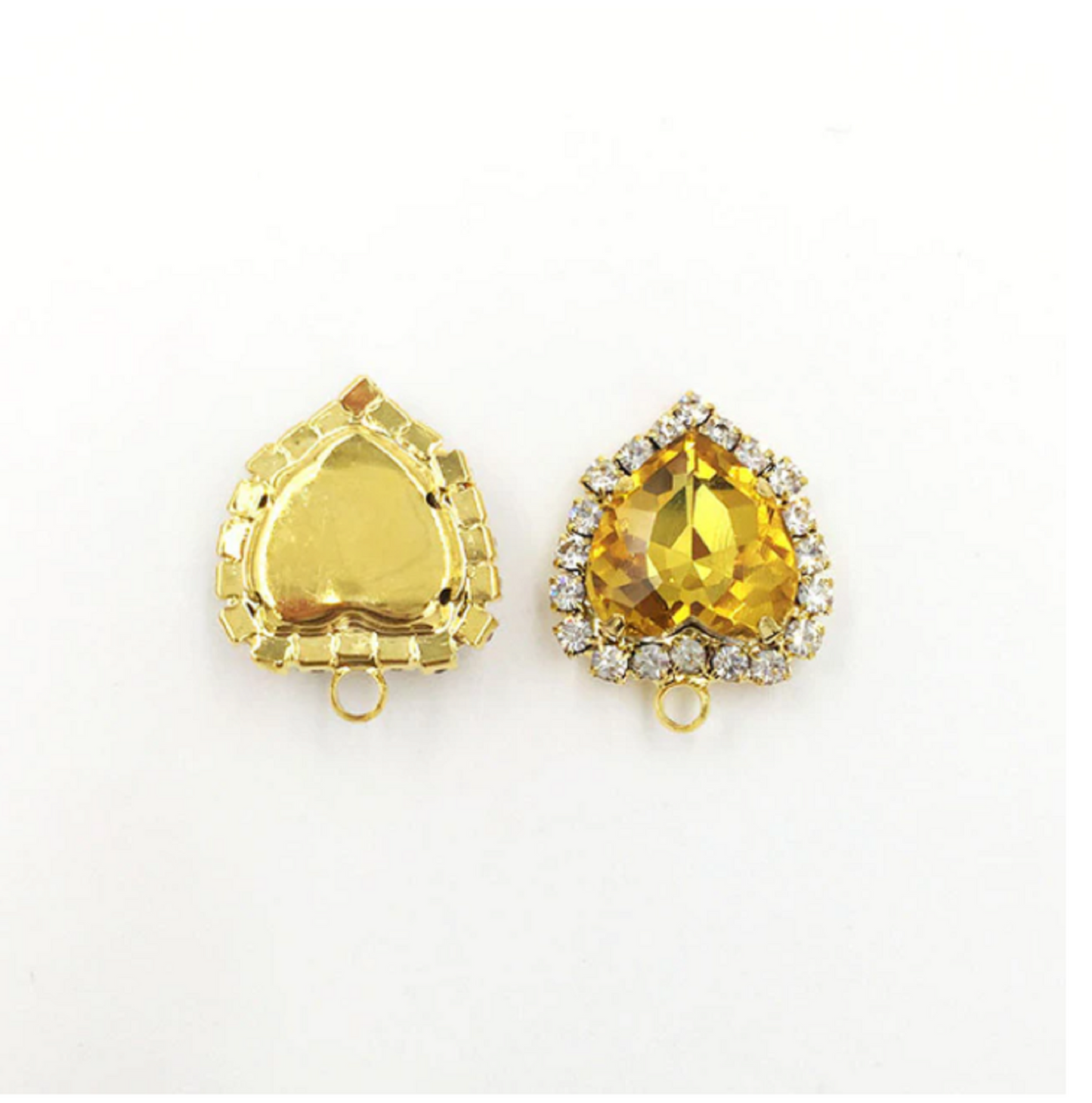 (P040G)  10 pcs / 12mm, 14mm / Gold base Crystal Heart with Single Loop