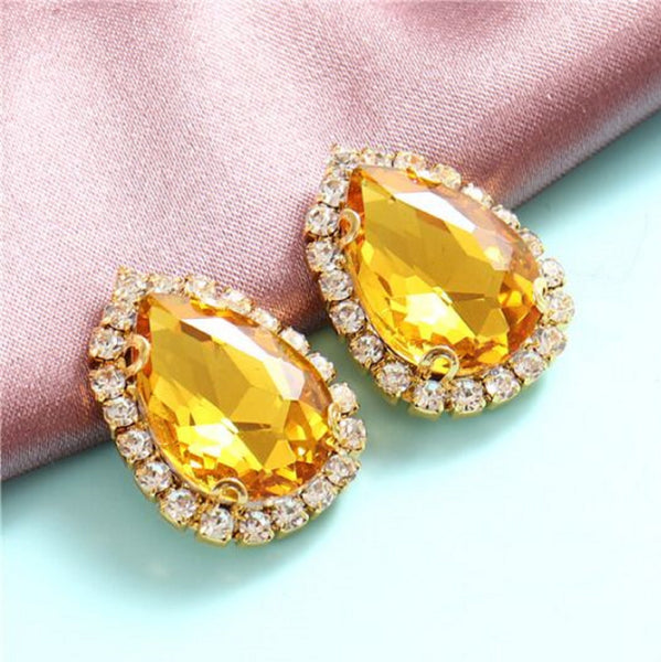 10 Pcs / 14 x 18mm / Gold Base Sew On Rhinestone Teardrop Crystal  S33G