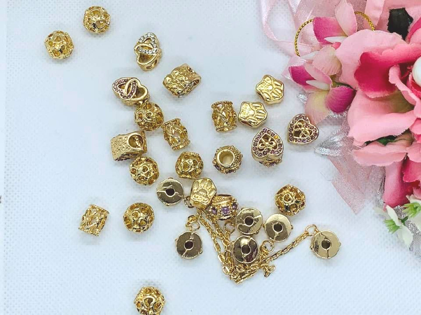 30 pcs Mixed Style Big Hole Tibetan Style Spacer Beads