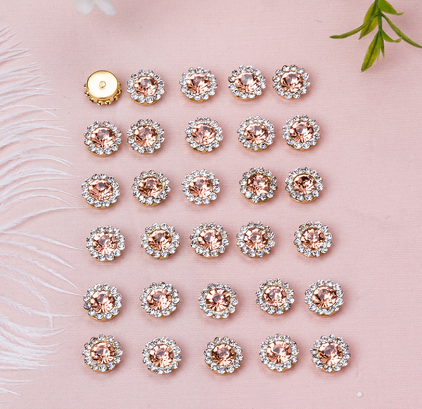 50 Pcs / 12mm / Gold Sew On Rhinestones S10G