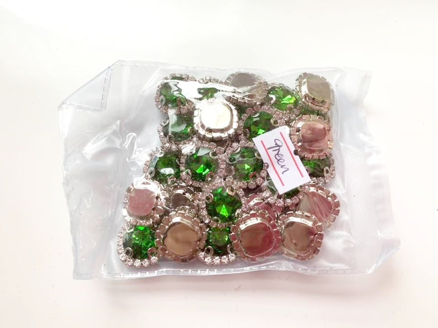 (S13G)  10 Pcs / 16mm, 18mm / Gold Sew On Square Rhinestone