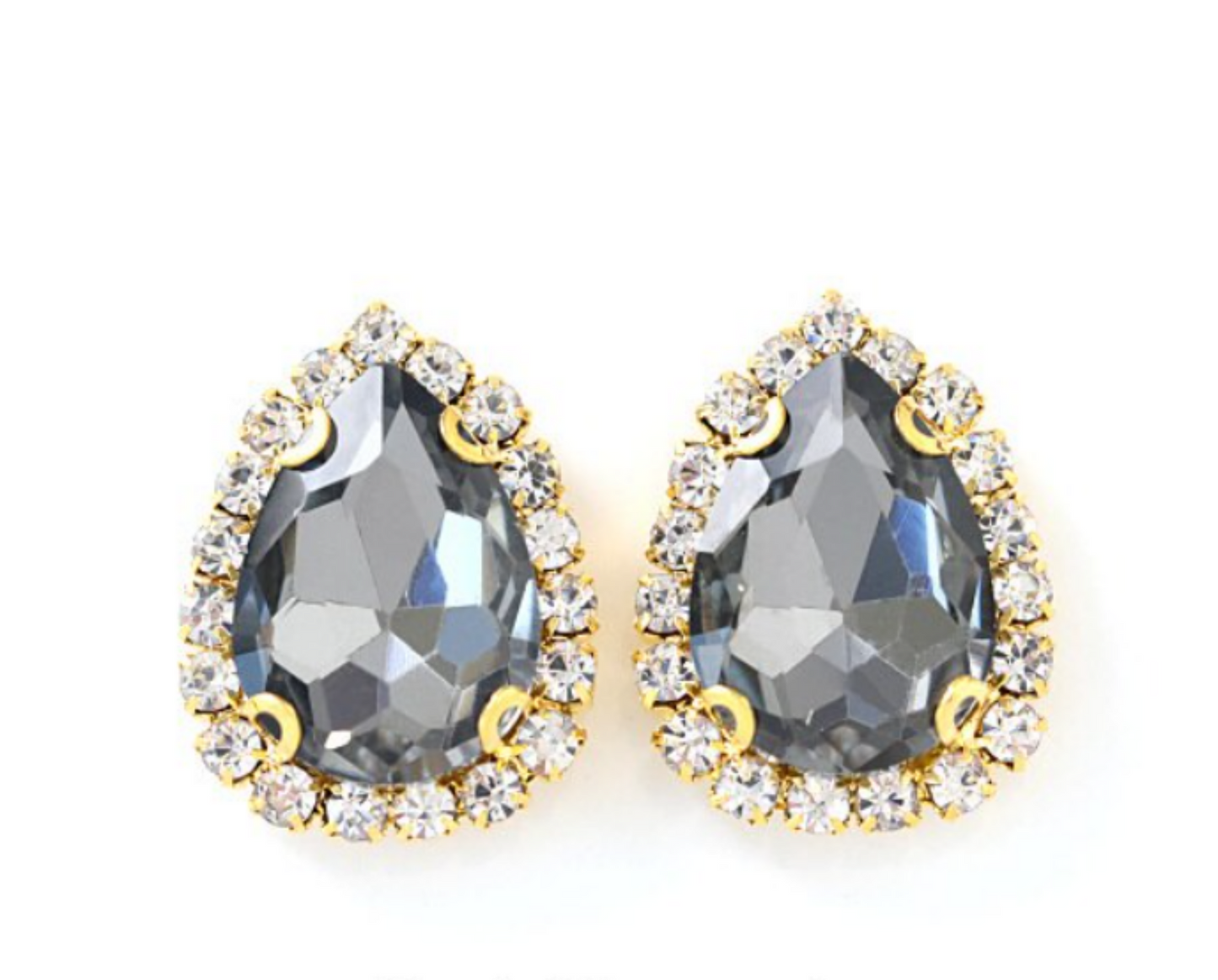 10 Pcs / 14 x 18mm / Gold Base Sew On Rhinestone Teardrop Crystal  S33G