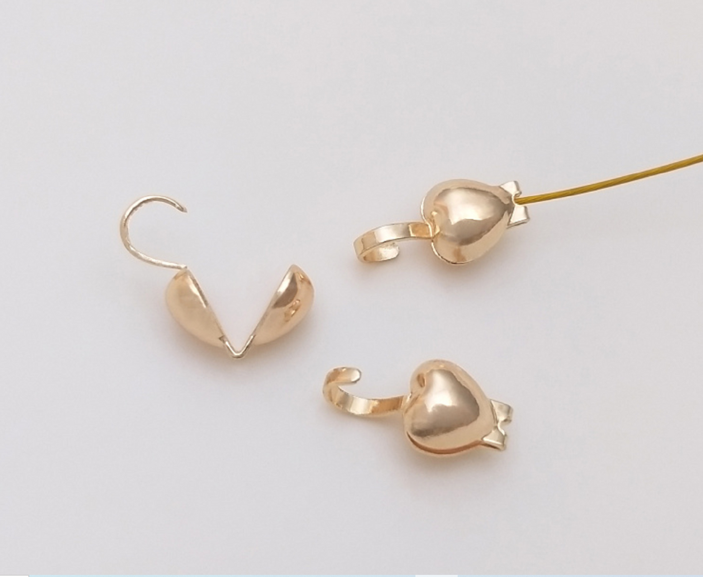 (EK002-5) 20 Pcs / 4mm x 3.5mm / Gold Plated Clamshell Calottes