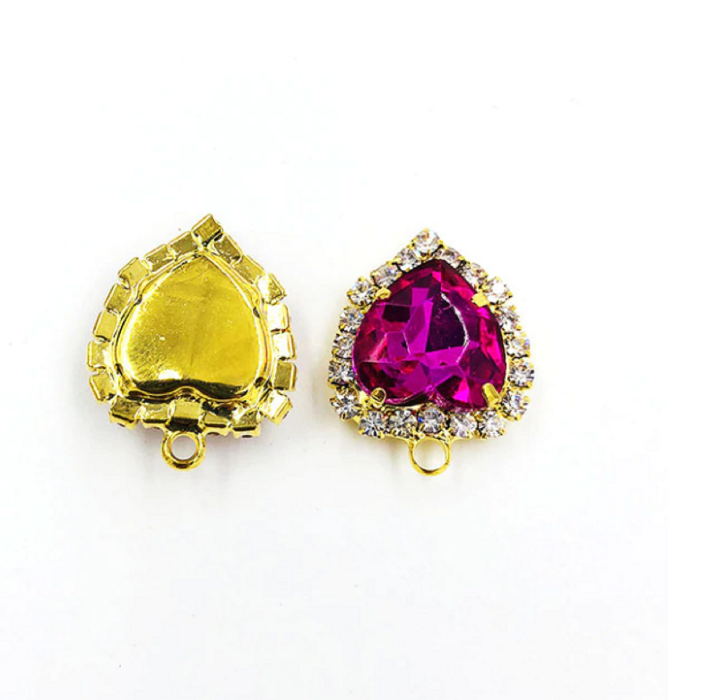 (P040G)  10 pcs / 12mm, 14mm / Gold base Crystal Heart with Single Loop