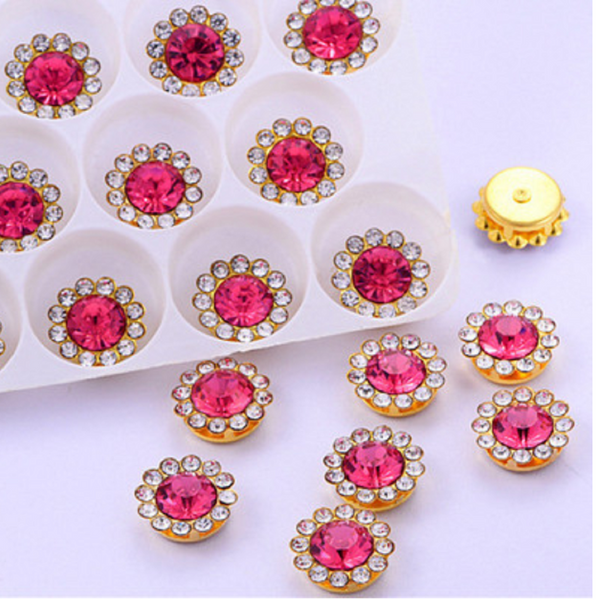 50 Pcs / 12mm / Gold Sew On Rhinestones S10G