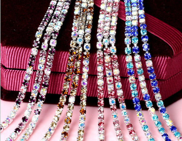 3 Meters / 2.5mm /4mm / AB Rhinestone Chain  C21