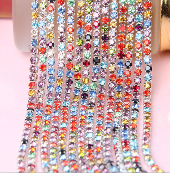 3 Meters / 2.5mm /4mm / AB Rhinestone Chain  C21