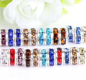 200 pcs / 6mm, 8mm / Mixed Silver Base Crystal Spacers  CS032