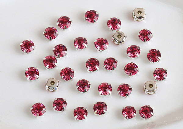 100 Pcs / 4mm / Sew On Silver Colour Base Rhinestones S31S