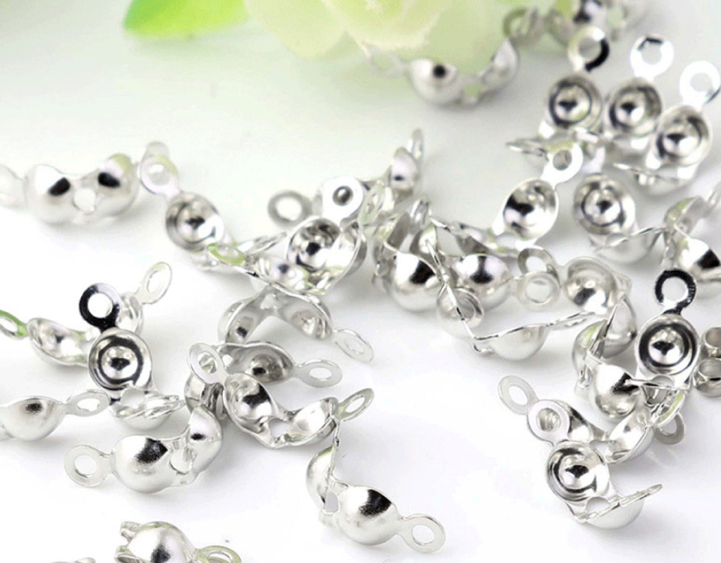 (EK002-5) 20 Pcs / 4mm x 3.5mm / Gold Plated Clamshell Calottes