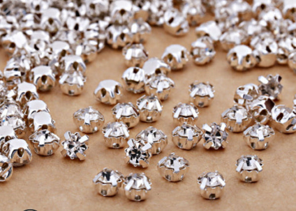 100 pcs / 3mm-7mm / Base Sew On Rhinestones S31