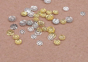 500 pcs / 6mm, 7mm, 9mm / Mixed Flower Bead Caps F081