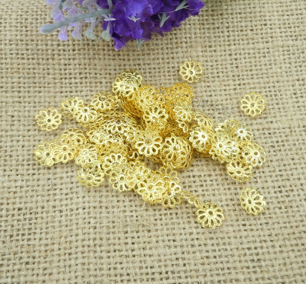 500 pcs / 6mm, 7mm, 9mm / Mixed Flower Bead Caps F081