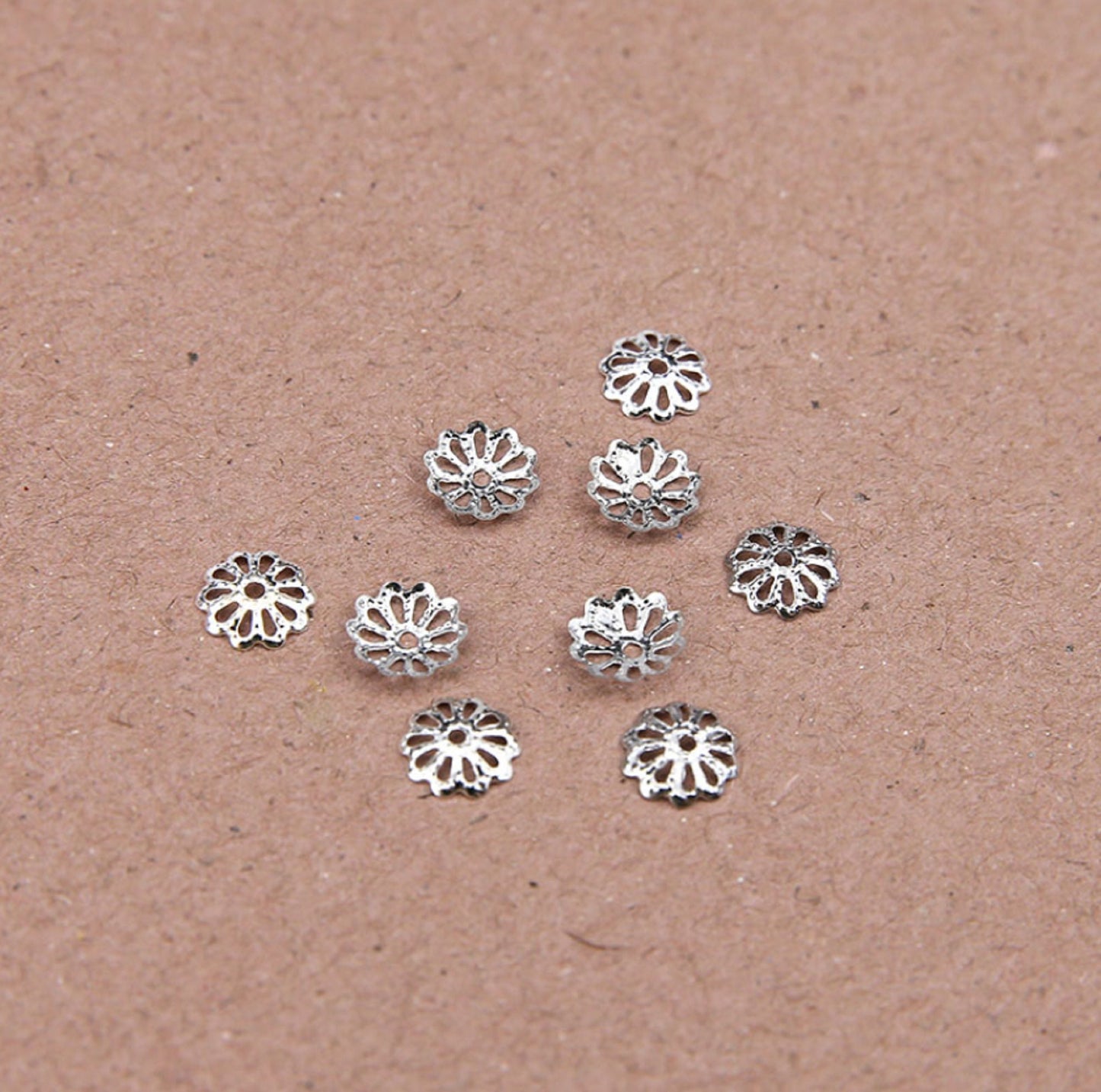 500 pcs / 6mm, 7mm, 9mm / Mixed Flower Bead Caps F081