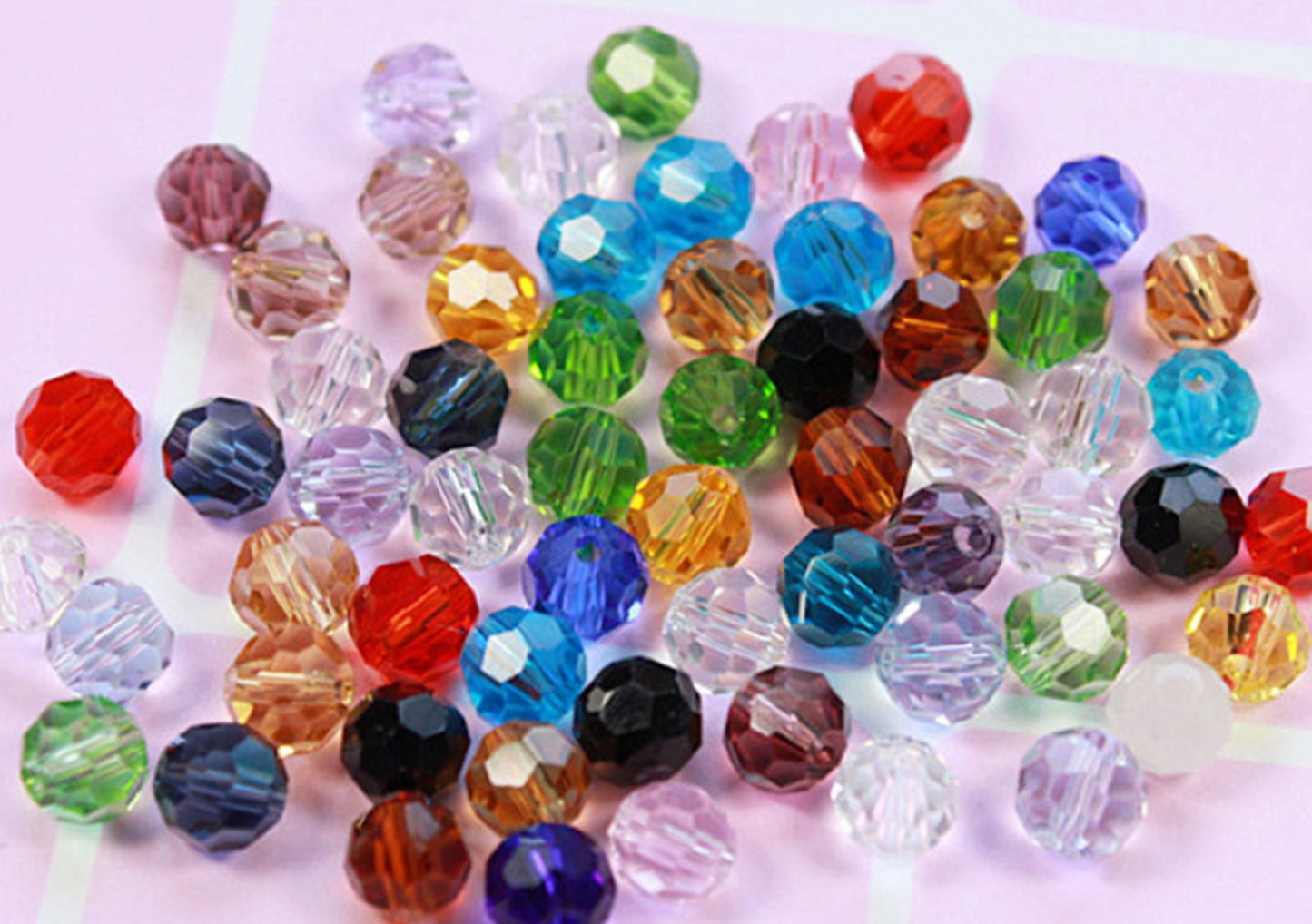 6mm - 10mm / Mixed Lot Round Faceted Glass Beads