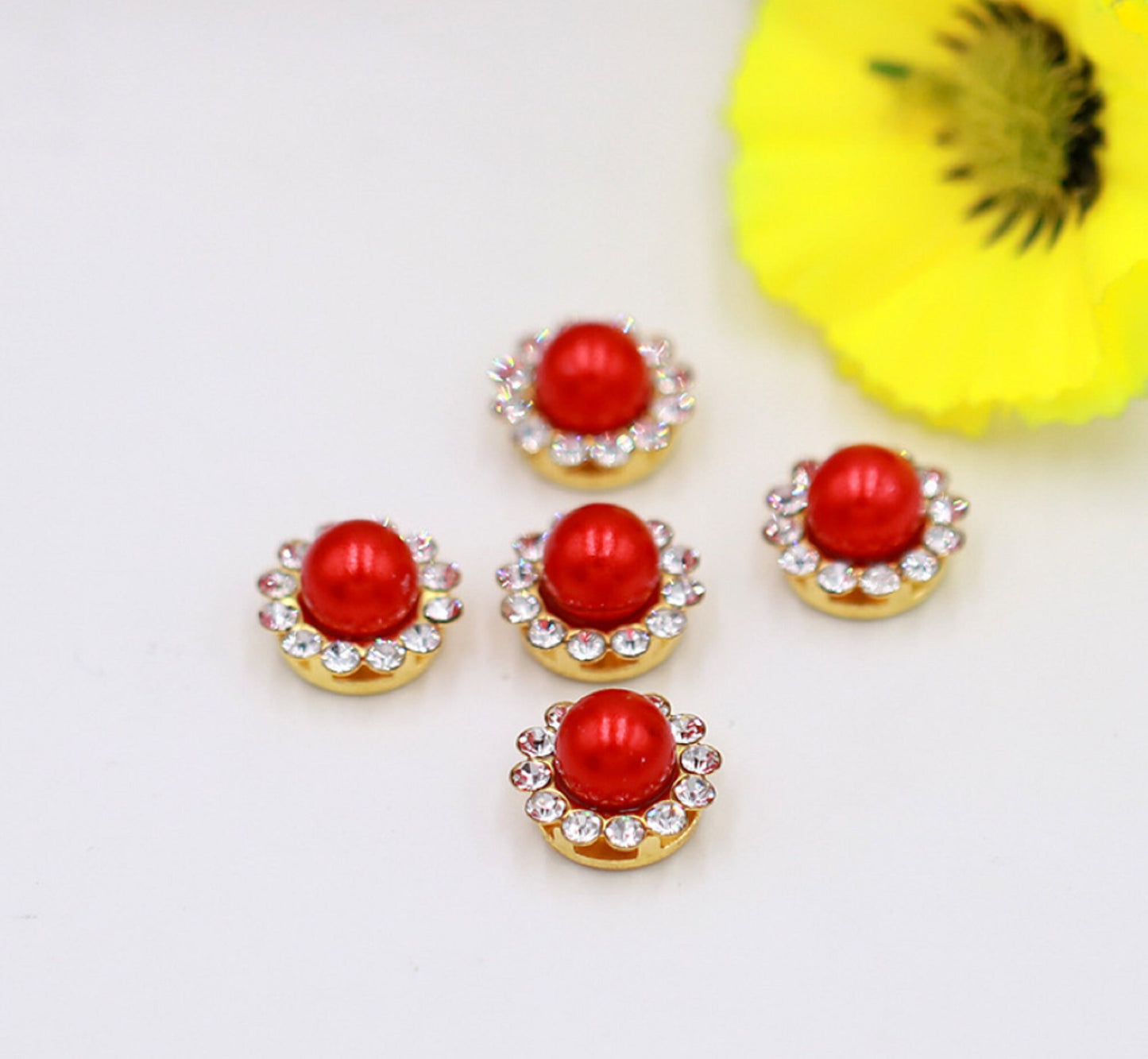 50, 100 Pcs / 12mm Gold Base Sew On Pearl Rhinestones   S10G (pearl 12mm)