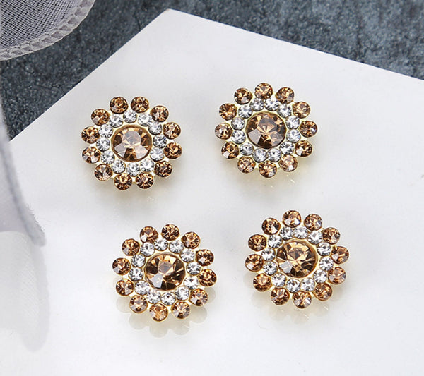 50 Pcs / 14mm / Gold Base Sew On Rhinestones  S15G