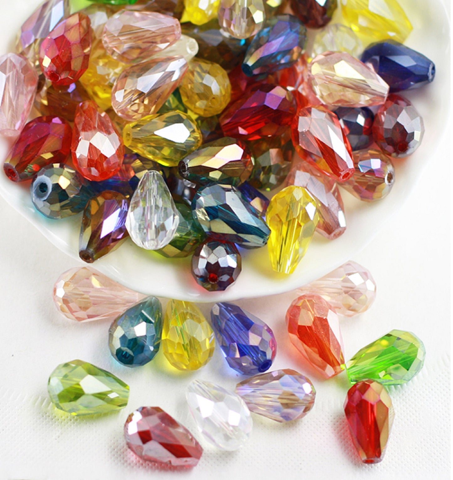 8 x 8mm / Mixed Teardrop Crystal Beads