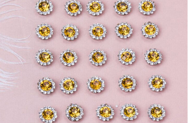 50 Pcs / 12mm / Gold Sew On Rhinestones S10G