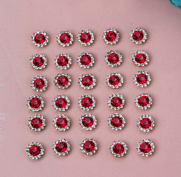 50 Pcs / 12mm / Gold Sew On Rhinestones S10G