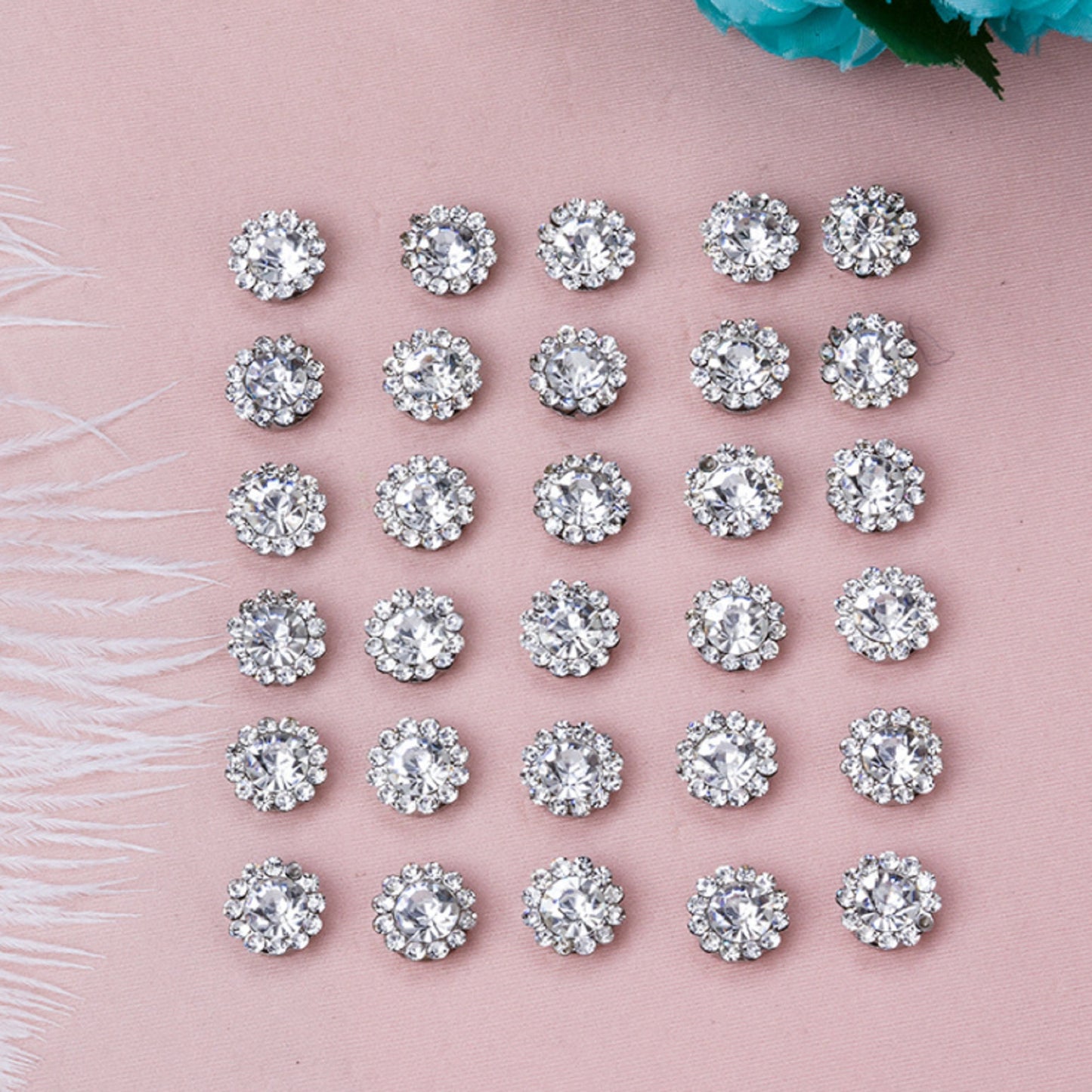 50, 100 Pcs / 10mm / Silver Base Sew On Rhinestone  S10S