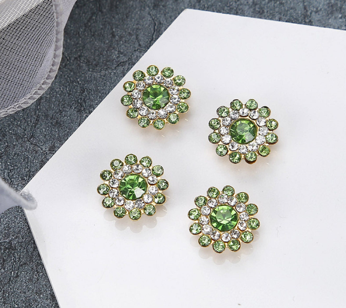 50 Pcs / 14mm / Gold Base Sew On Rhinestones  S15G