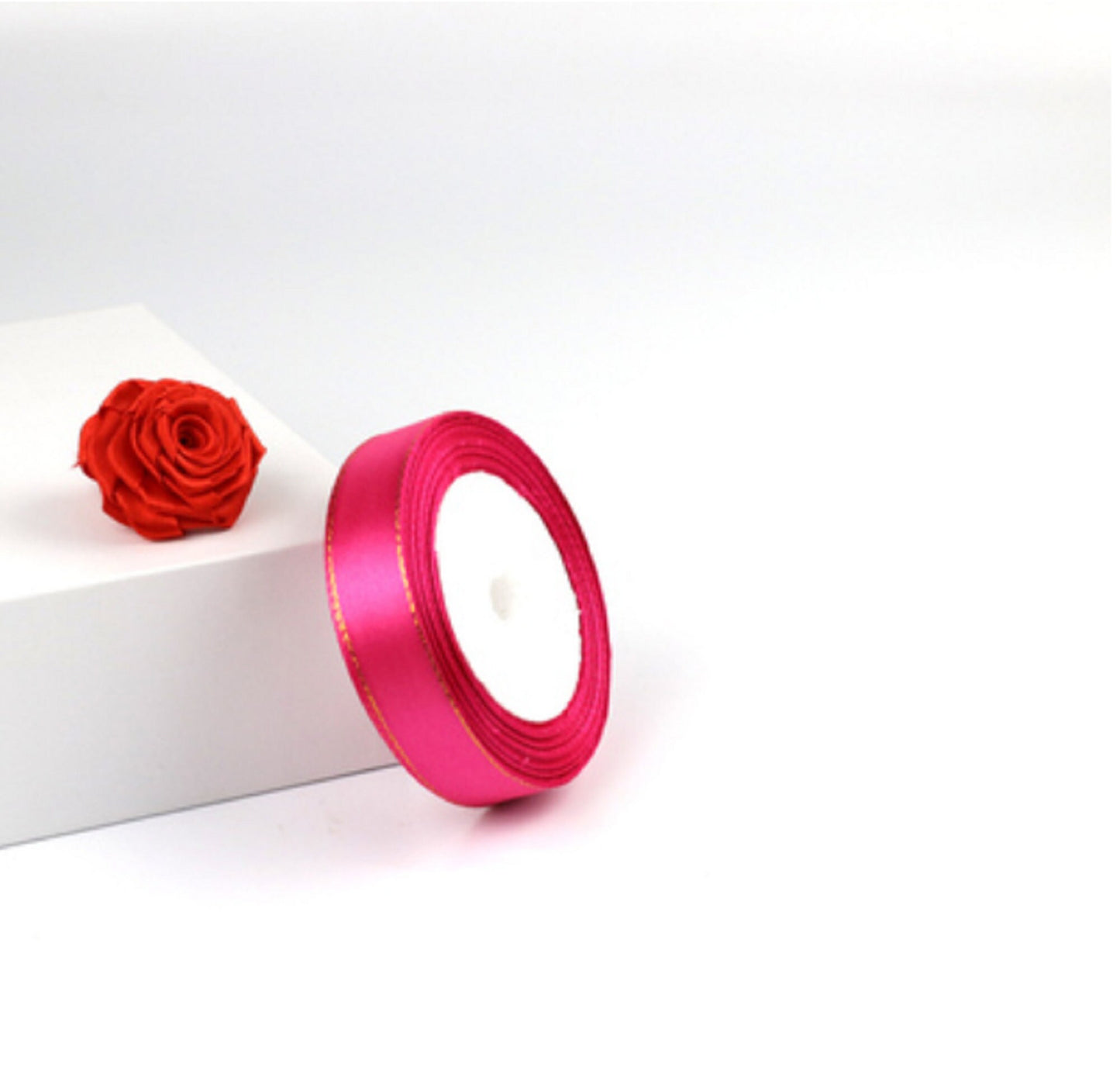 5 Meters / 3.2cm / Satin Ribbon with Gold Stripe R5