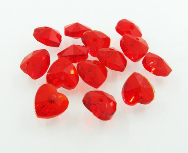 10 Pcs /14mm Mix Crystal Heart with One Hole  P02