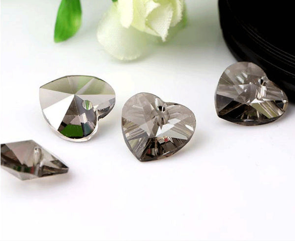 10 Pcs /14mm Mix Crystal Heart with One Hole  P02