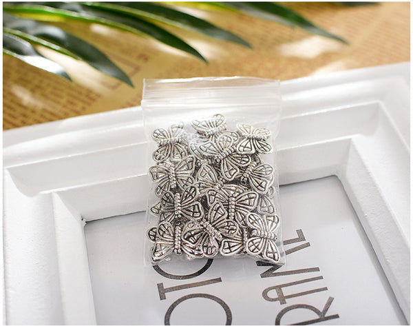 100 Pcs Mix Tibetan Silver Butterfly Spacers F065