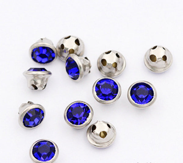 50 Pcs / 5mm Sew On Silver No Claw Round Rhinestone  C18S