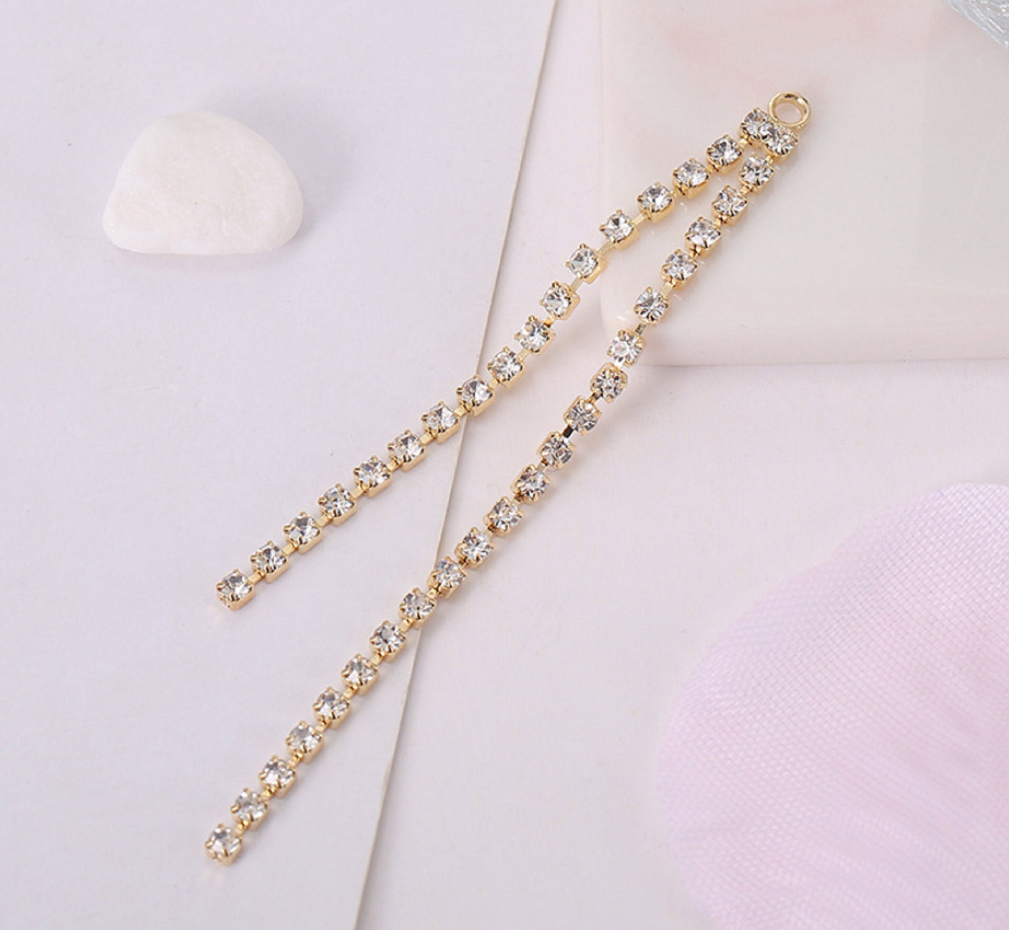 10 pcs / Crystal Earrings Connector Embellishments   E76-78