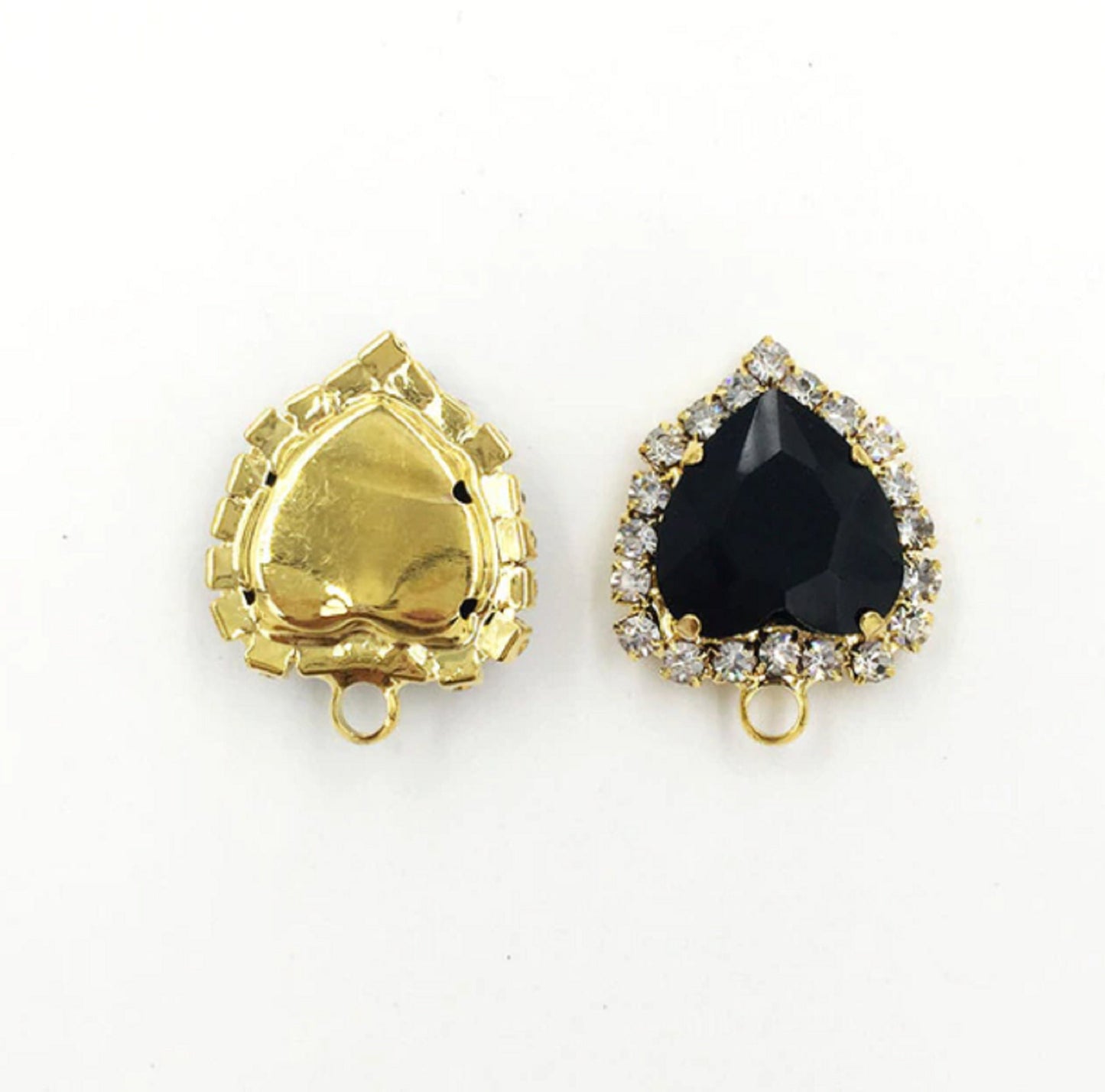 (P040G)  10 pcs / 12mm, 14mm / Gold base Crystal Heart with Single Loop