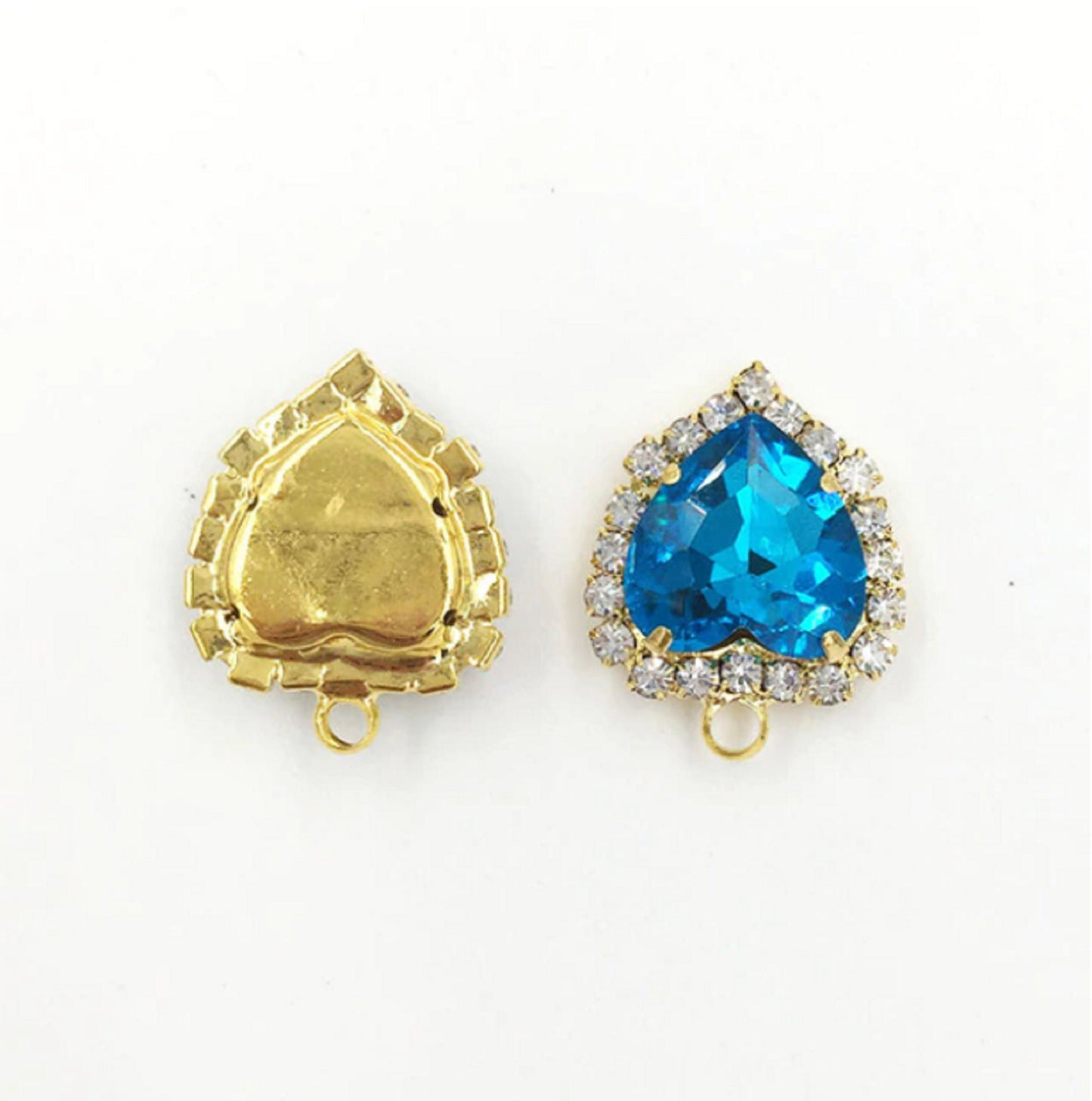 (P040G)  10 pcs / 12mm, 14mm / Gold base Crystal Heart with Single Loop