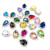(P041S)  10 pcs / Single loop Silver base Flatback Sew On Teardrop Glass crystal