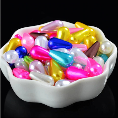 100 pcs / Assorted Colours Teardrop Beads, Jewellery Making