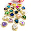 (P040G)  10 pcs / 12mm, 14mm / Gold base Crystal Heart with Single Loop