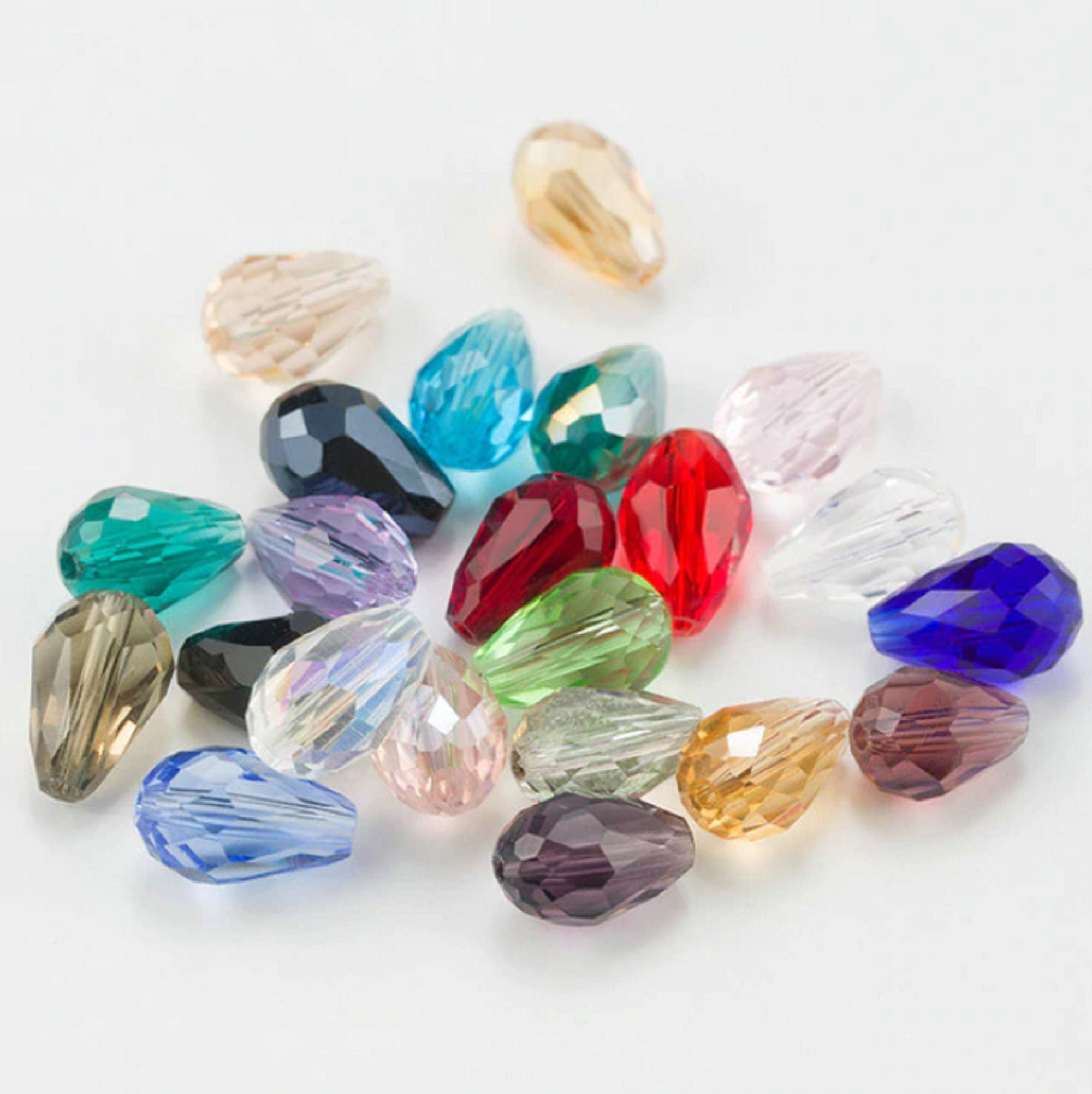 8 x 8mm / Mixed Teardrop Crystal Beads