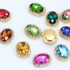 (S12G)  10 Pcs / 18 x 22mm / Gold Base Sew On Oval Crystal