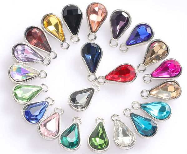 10 pcs / 8 x 13mm / Silver base Teardrop Glass crystal P044S