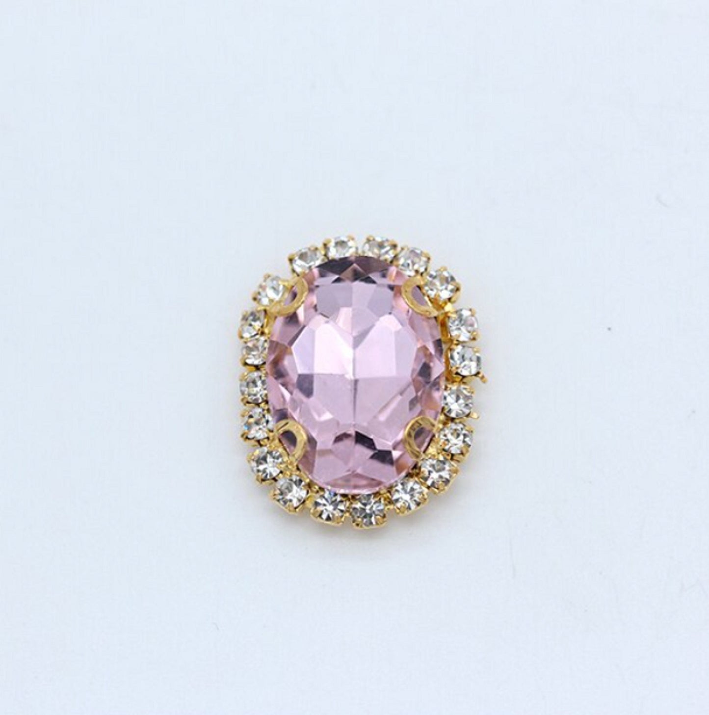 (S12G)  10 Pcs / 18 x 22mm / Gold Base Sew On Oval Crystal