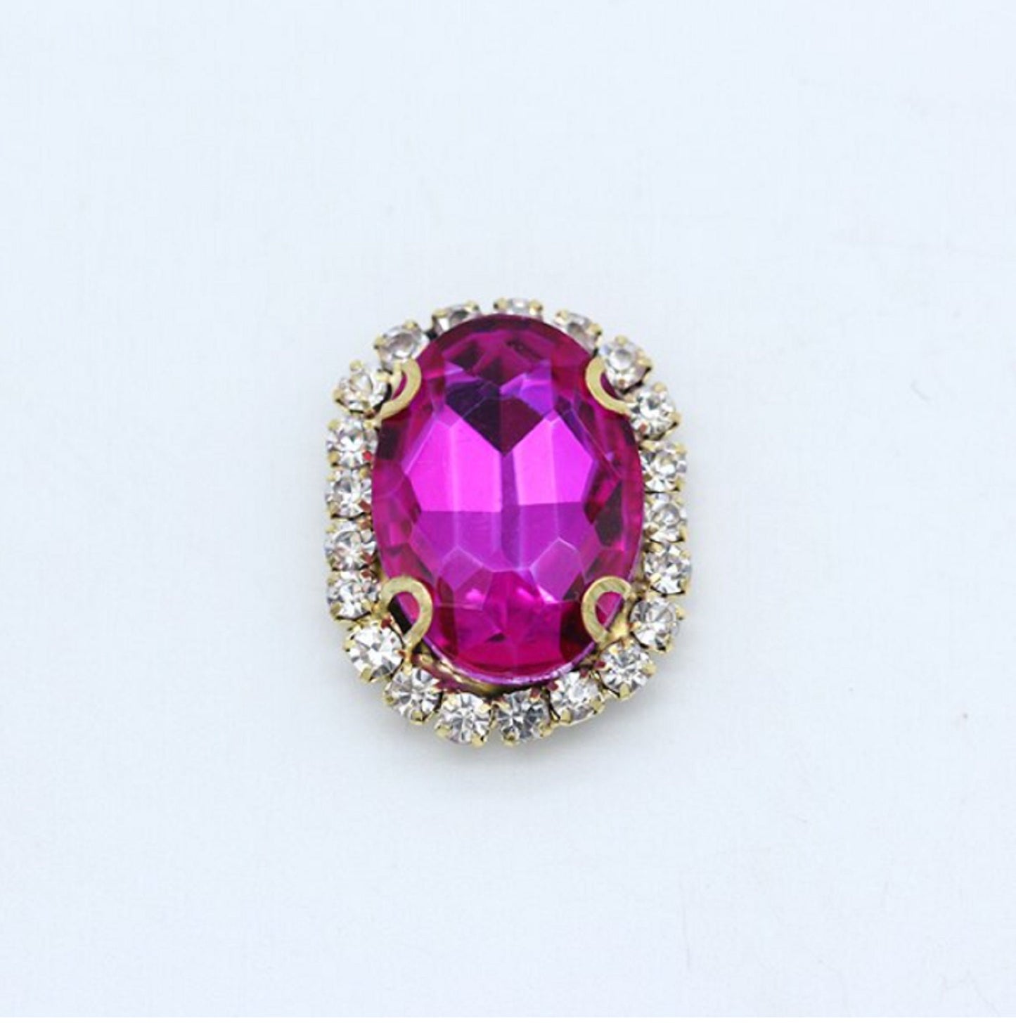 (S12G)  10 Pcs / 18 x 22mm / Gold Base Sew On Oval Crystal