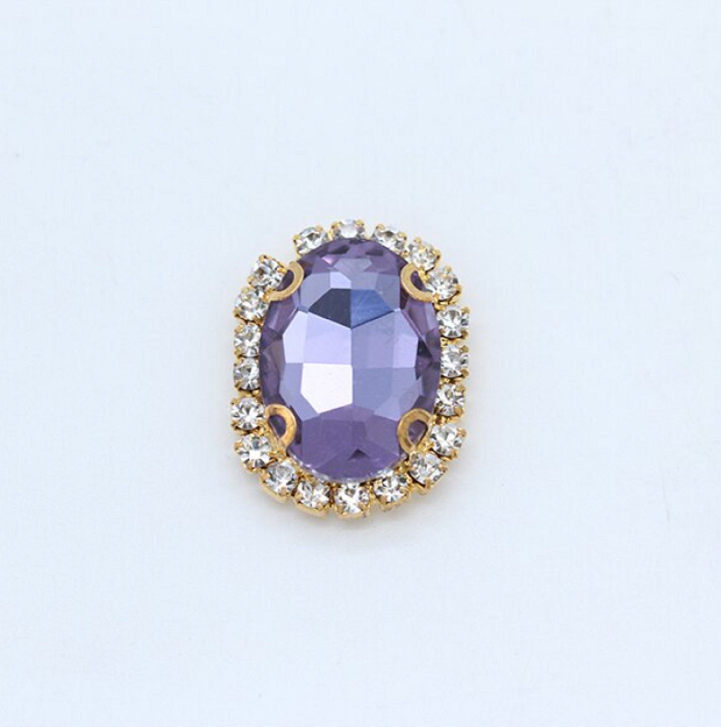 (S12G)  10 Pcs / 18 x 22mm / Gold Base Sew On Oval Crystal