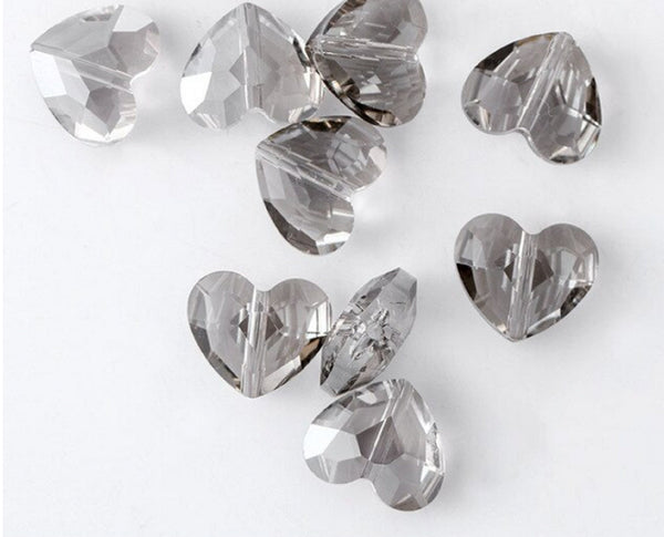 10 Pcs / 8mm Crystal Glass Heart Beads  CB055