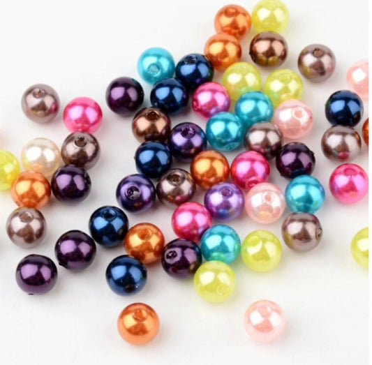 8mm / 500 pcs Mixed Acrylic Round Pearl Beads  PB051