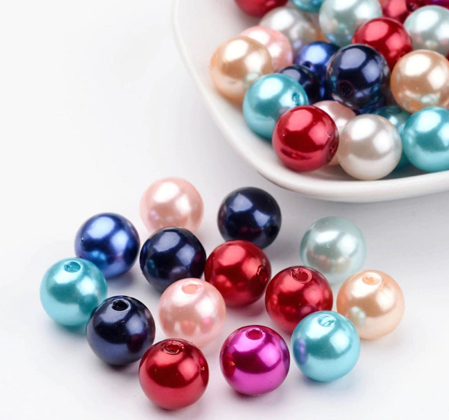 8mm / 500 pcs Mixed Acrylic Round Pearl Beads  PB051